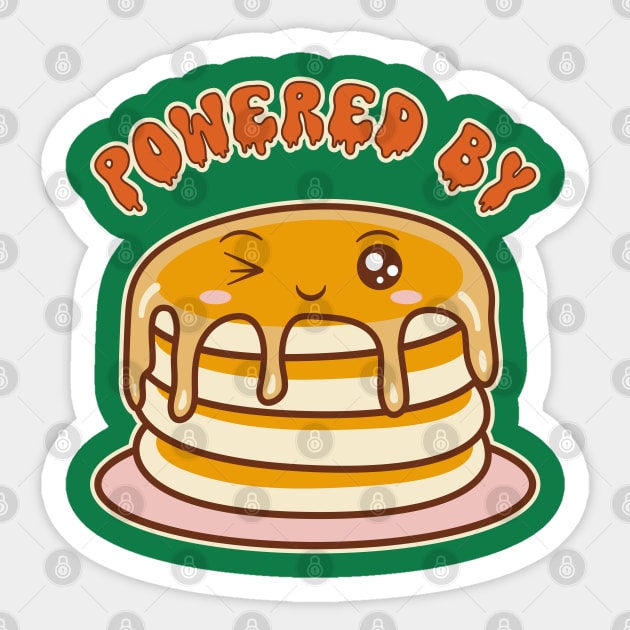 Powered By Pancakes Funny Kawaii Breakfast Sticker by Cuteness Klub